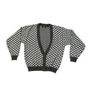 Vintage 90s Street Closed Cardigan Gray/White Sweater